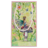 幸せな場所の花の妖精ファンタジーアート スモールペーパーバッグ (正面)