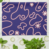 幸せな塊-濃紺、赤及び白 キッチンタオル (折り畳み)