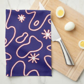 幸せな塊-濃紺、赤及び白 キッチンタオル (四つ折り)