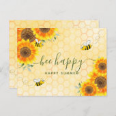 幸せな夏のあいさつひまわりフローラミツバチ ポストカード (正面/裏面)