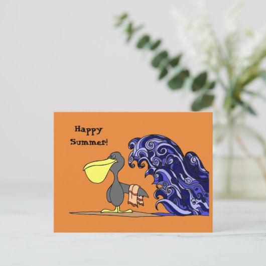 幸せな夏のペリカンの郵便はがき ポストカード (スタンド正面)