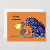 幸せな夏のペリカンの郵便はがき ポストカード (正面/裏面)