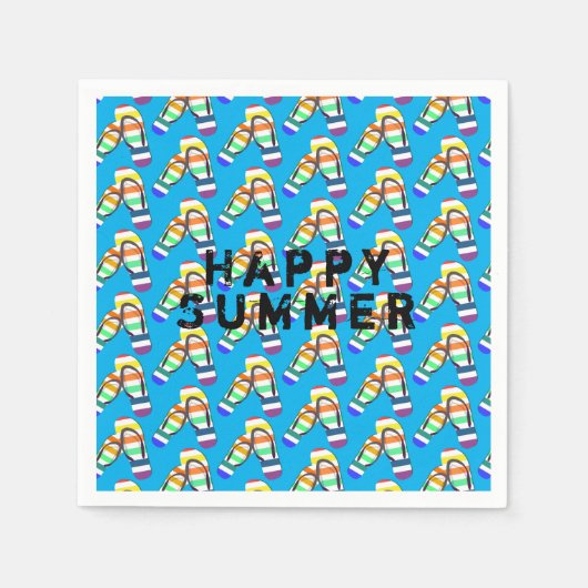 幸せな夏のレインボーフリップフロップ スタンダードカクテルナプキン (正面)