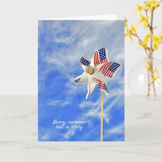 幸せな夏の風車 カード (黄色い花)
