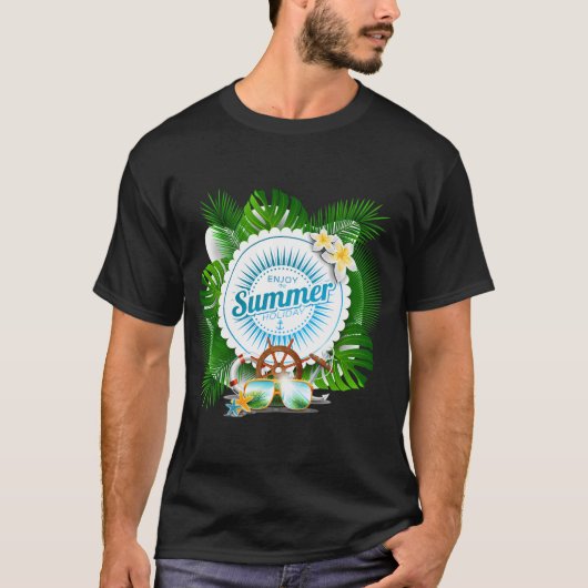 幸せな夏休みの時間 海の日 愛好家 釣り Tシャツ (正面)