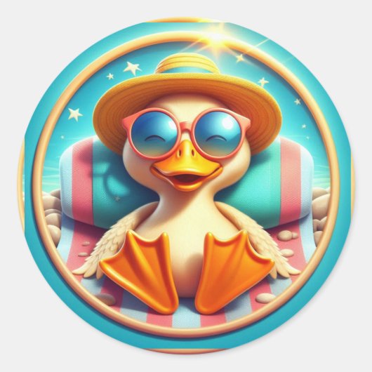 幸せな夏休み，ビーチおもしろい日， ラウンドシール (正面)