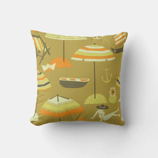 幸せな夏期おもしろいシームレスなパターン クッション (正面)