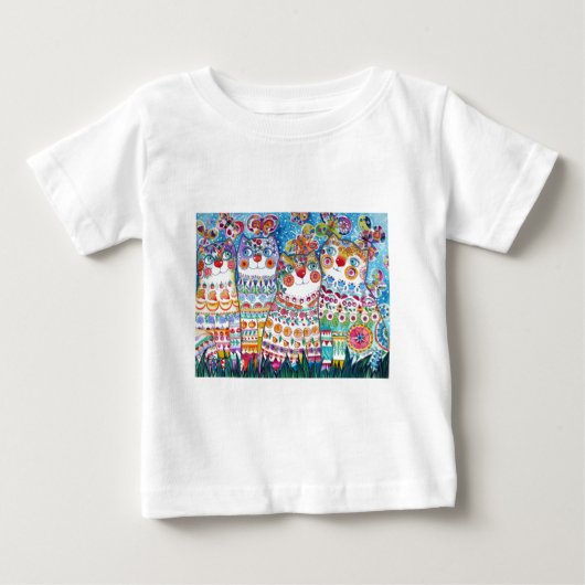 幸せな夏猫 ベビーTシャツ (正面)