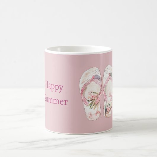 幸せな夏 ピンクサンダル コーヒーマグカップ (中央)