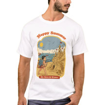 幸せな夏: 私の最初のエアブロー メンズ ベーシック Tシャツ