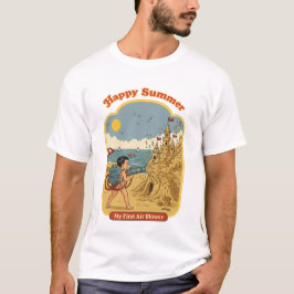 幸せな夏: 私の最初のエアブロー メンズ ベーシック Tシャツ