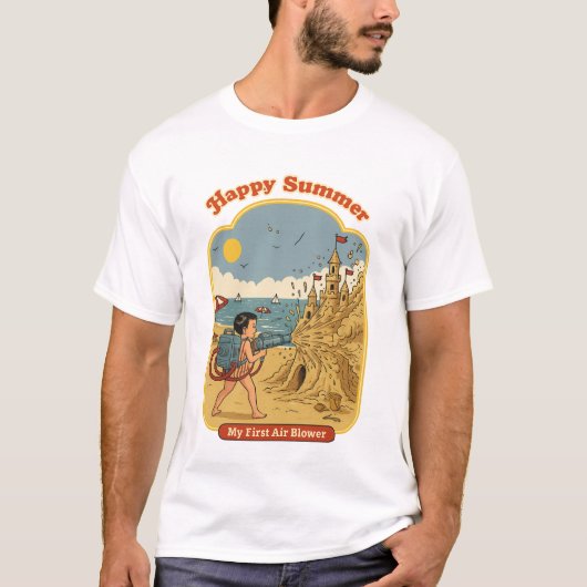 幸せな夏: 私の最初のエアブロー メンズ ベーシック Tシャツ (正面)