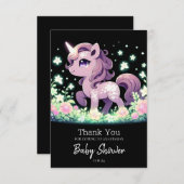 幸せな夢のユニコーン赤ちゃんシャワー サンキューカード (正面/裏面)