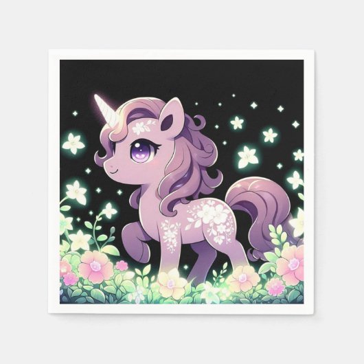 幸せな夢のユニコーン赤ちゃんシャワー スタンダードカクテルナプキン (正面)