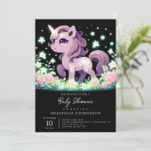 幸せな夢のユニコーン赤ちゃんシャワー 招待状 (スタンド正面)