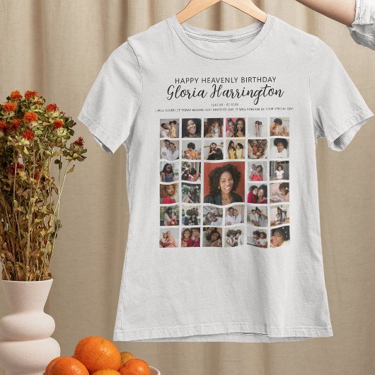 幸せな天国の誕生日 | 写真トリビュートメモリアル Tシャツ