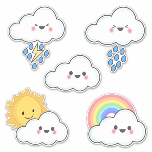 幸せな天気の雲  シール (正面)