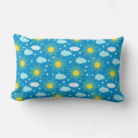 幸せな太陽と雲と星 ランバークッション (正面)