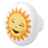 幸せな太陽のドア・ノブ-子供へかわいいデザイン セラミックノブ (右)