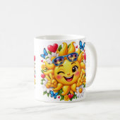 幸せな太陽の花の虹 コーヒーマグカップ (正面右)
