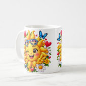 幸せな太陽の花の虹 コーヒーマグカップ (正面左)