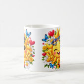 幸せな太陽の花の虹 コーヒーマグカップ (中央)