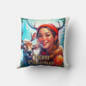 幸せな女と一緒に楽しいクリスマストナカイ クッション (裏面)