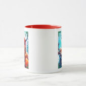 幸せな女と一緒に楽しいクリスマストナカイ マグカップ (中央)