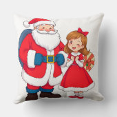 幸せな女の子とクリスマスのサンタクロース クッション (裏面)