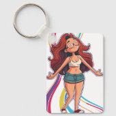 幸せな女の子と女の子が乗っ実在たキーチェーン キーホルダー (正面)