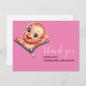 幸せな女の子の赤ちゃんシャワーを覗く感謝 ポストカード (正面/裏面)