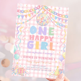 幸せな女の子の陽気なディスコ誕生日 招待状