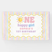 幸せな女の子の1歳の誕生日 太陽の輝き 横断幕 (横)