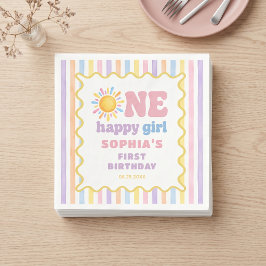 幸せな女の子の1歳の誕生日 陽光 スタンダードカクテルナプキン