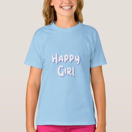 幸せな女の子 かわいいパステル キッズTシャツ Tシャツ (正面)