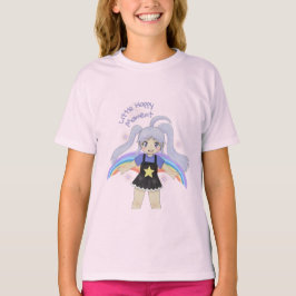 幸せな女の子 手描きイラスト – 小さな幸せ Tシャツ