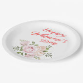 幸せな女性のデー・ホワイト ペーパープレート (アングル)