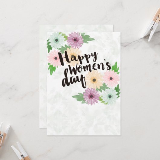 幸せな女性の日の挨拶状 カード (正面/裏面インサイチュ)