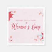 幸せな女性の日ピンク スタンダードカクテルナプキン (正面)