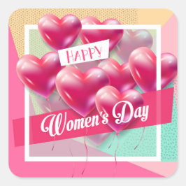 幸せな女性の日！3月8日国際的祝 スクエアシール