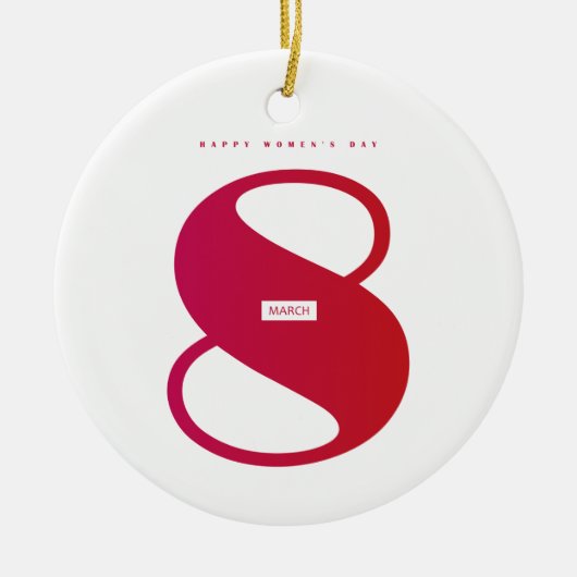 幸せな女性の日！3月8日国際的祝 セラミックオーナメント (正面)