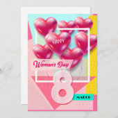 幸せな女性の日!3月8日国際的祝 招待状 (正面/裏面)