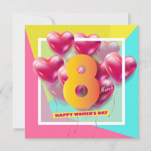 幸せな女性の日！3月8日国際的祝 招待状 (正面)