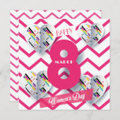 幸せな女性の日！3月8日国際的祝 招待状 (正面/裏面)