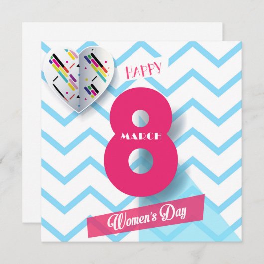 幸せな女性の日!3月8日国際的祝 招待状 (正面/裏面)
