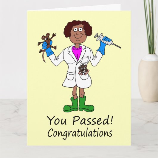 幸せな女性は医療試験カードに合格 カード (正面)