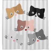 幸せな好奇心の子猫 シャワーカーテン (正面)