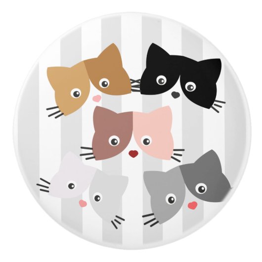 幸せな好奇心の子猫 セラミックノブ (正面)