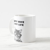 幸せな妻の幸せな生命おもしろいな結婚式の引用文猫のマグ コーヒーマグカップ (正面左)