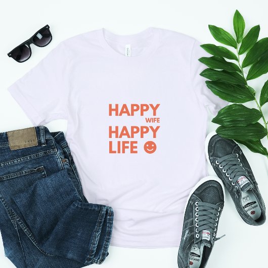 幸せな妻,幸せな生活 – 結婚おもしろい引用文 Tシャツ